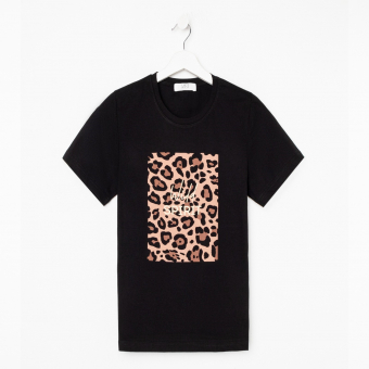 Футболка леопардовый принт надпись 
