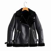 Картинка Дубленка с одной стороны 2 молнии + 1 молния кнопки на вороте + ремни от магазина LonnaMag