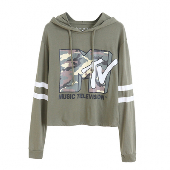 Худи принт MTV полосы на рукавах