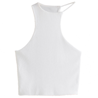 Топ в рубчик белый асимметричный у горловины