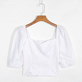 Картинка Топ блуза хлопок рукав фонарик спинка резинка и молния от магазина LonnaMag