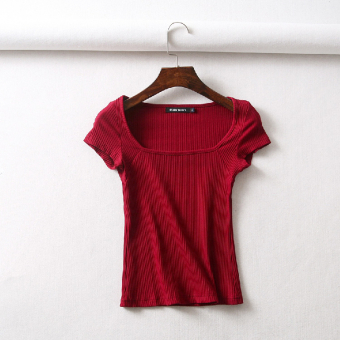 Футболка квадратный вырез крупный рубчик вытачки по бокам