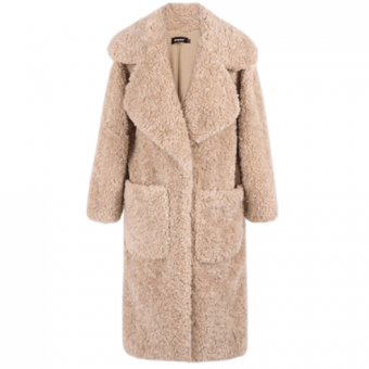 Шуба барашек широкий воротник спереди 2 кармана + пояс