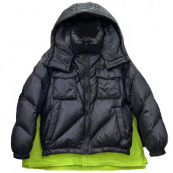 Куртка с капюшоном контрастная джинсовая вставка на спине надпись Beckoning