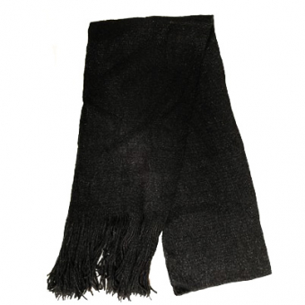 Шарф черный вязаный длинная бахрома