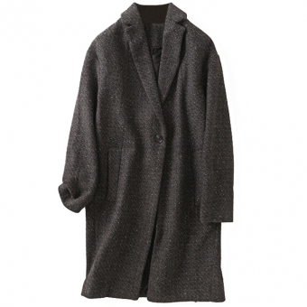 Пальто кокон цветные вкрапления 1 пуговица