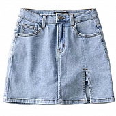 Картинка Юбка мини джинс от кармана шов с разрезом от магазина LonnaMag