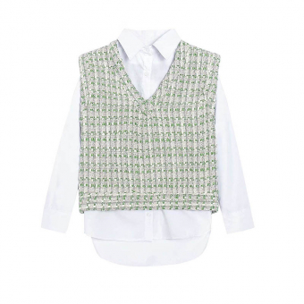 Комплект жилект в клетку+ рубашка белая