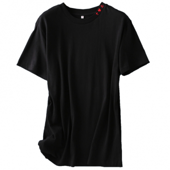 Футболка красная вышивка на горловине крест сердце якорь