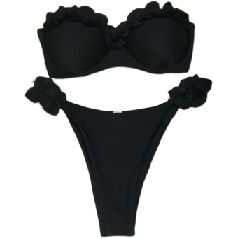 Купальник раздельный с рюшами верх + трусики высокая талия