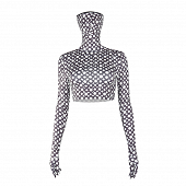 Картинка Топ стрейч крой с маской и перчатками узор - круги от магазина LonnaMag