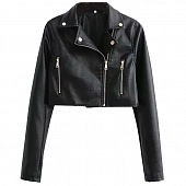 Картинка Куртка косуха укороченная эко кожа 2 кармана на молнии от магазина LonnaMag