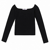 Картинка Топ длинный рукав стрейч рубчик квадратный вырез от магазина LonnaMag