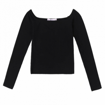 Топ длинный рукав стрейч рубчик квадратный вырез