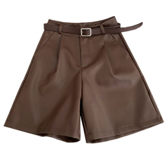 Шорты эко кожа прямые + ремень в цвет