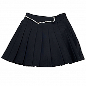 Картинка Юбка в складку мини на поясе клапан по контуру стразы от магазина LonnaMag