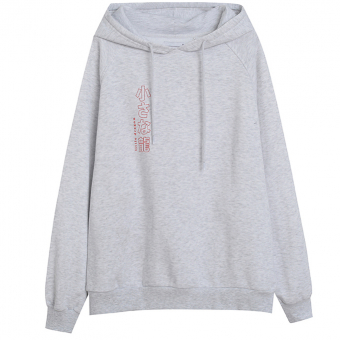 Худи на флиси пегий спереди красный контур надпись на спине дракон