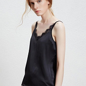 Картинка Майка комбинация сатин V-вырез кружево снизу и сверху от магазина LonnaMag