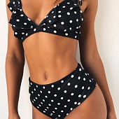 Картинка Купальник раздельный горошек рюши на лямках от магазина LonnaMag