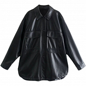 Картинка Куртка рубашка эко кожа черная 2 кармана от магазина LonnaMag