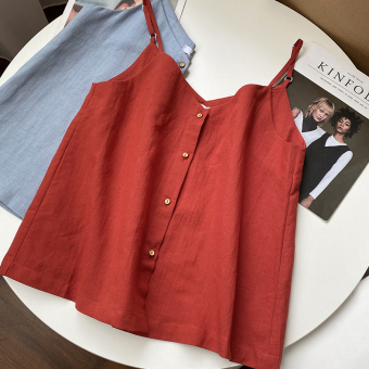 Топ майка хлопок 4 деревянные пуговицы