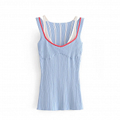 Картинка Майка трикотаж двойнной эффект с белой вставкой прошита под грудью от магазина LonnaMag