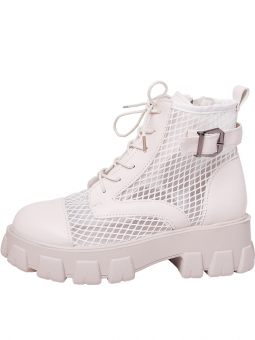 Ботинки летние на зубчатой подошве эко-кожа + сетка