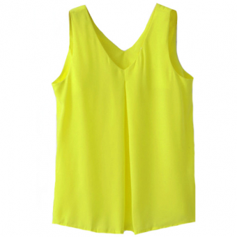 Топ шифон ярко-желтый защип от V-выреза