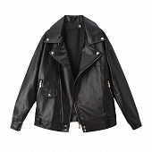 Картинка Куртка косуха оверсайз без ремня снизу 2 клепки от магазина LonnaMag