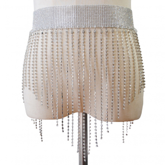 Пояс широкий из страз + бахрома на кольцах