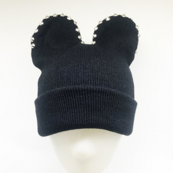 Шапка трикотаж подворот уши микки с шипами