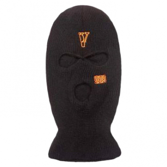 Шапка балаклава с тремя отверстиями вышивка буква V 999