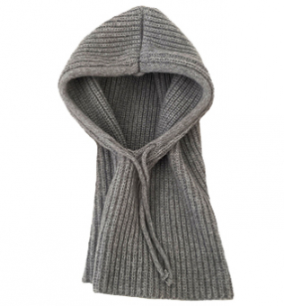 Шапка балаклава вязаная полностью в рубчик шнурки