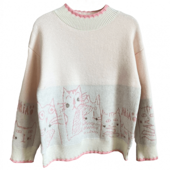 Свитер oversize мульт кошки коты контур MIA