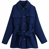 Картинка Куртка рубашка твид + пояс насыщенный темно-синий цвет от магазина LonnaMag