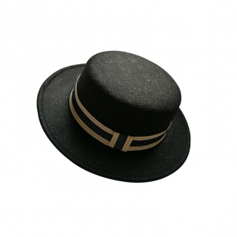 Шляпа канотье полосатая лента с бежевым