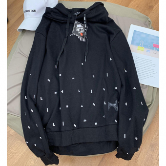 Худи с капюшоном принт тетрис шнурки с надписью ААМК