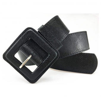 Широкий ремень со змеиным принтом с квадратной пряжкой