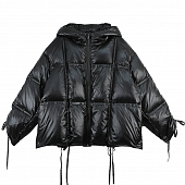 Картинка Куртка дутая oversize трапеция завязки из швов от магазина LonnaMag