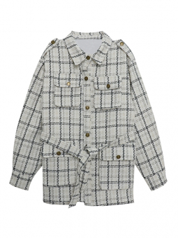 Куртка рубашка в клетку 2 кармана на груди + 2 крупных кармана ниже