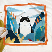 картинка Шелковый платок с изображением кота от магазина LonnaMag