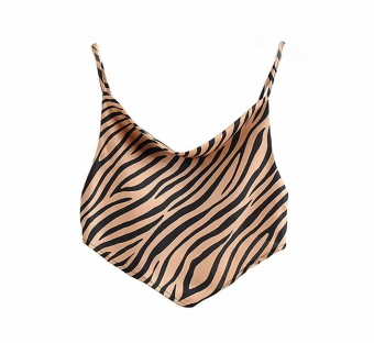 Топ углом принт тигр корчиневая зебра