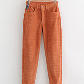 Картинка Вельветовые зауженные брюки с завышенной талией от магазина LonnaMag