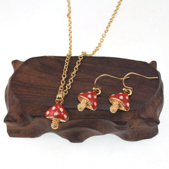 Набор серьги и кулон на цепочке кулон гриб мухомор