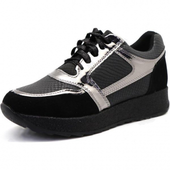 Кроссовки ADMLIS микс материалов змея серебро платформа