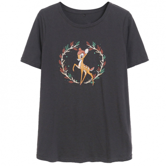 Футболка принт Мульт Бэмби Bambi блестящие веточки