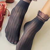 картинка Носки капронки в рубчик с оборкой от магазина LonnaMag