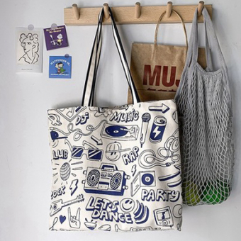 Сумка шоппер синие рисунки MUSIC DANCE