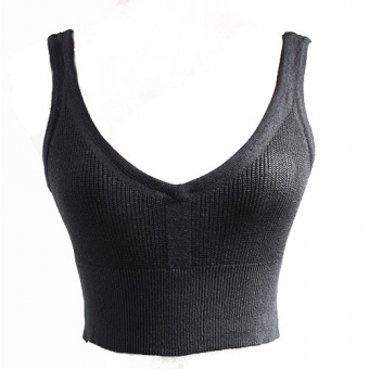 Топ короткая майка черный трикотаж полоса по середине