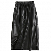 Картинка Юбка миди эко кожа пояс на резинке + шнурок видимые швы от магазина LonnaMag